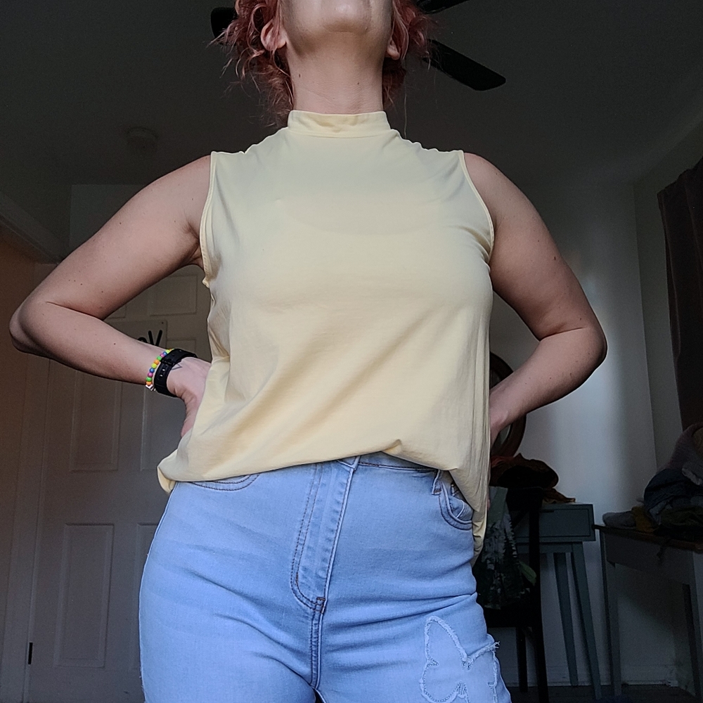 yellow mock turtle neck - lands end